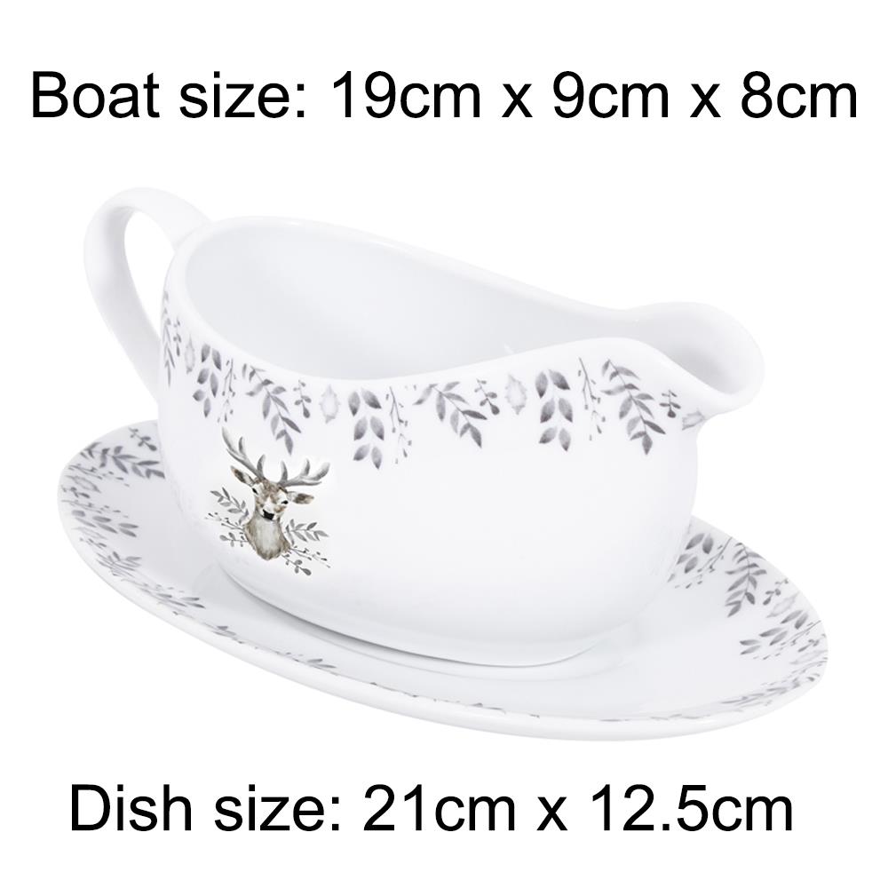 Christmas Tableware Set Grey Stag Design Full Table Setting Ceramic Table Decor - Picture 46 of 51