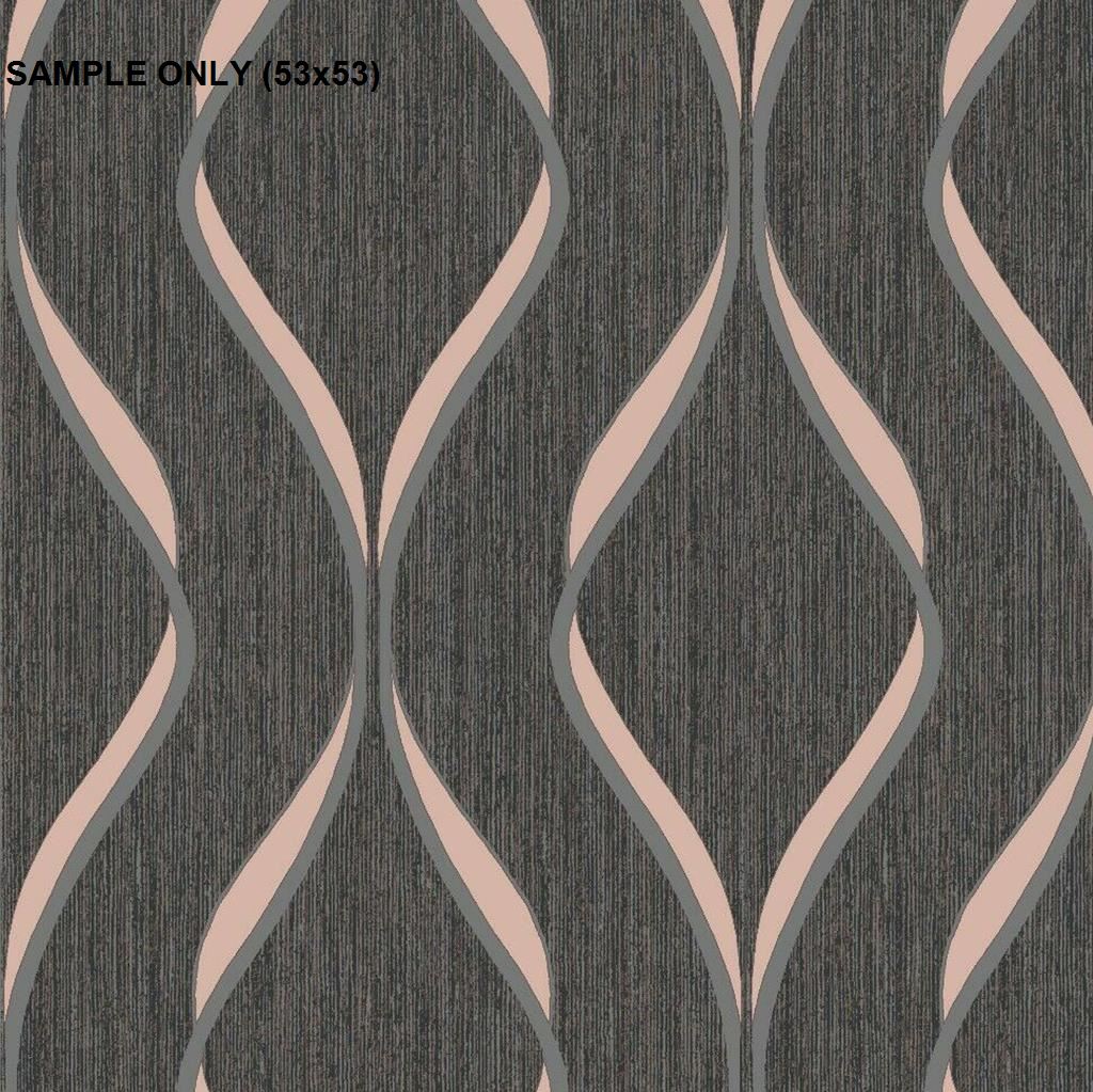 Heavyweight Blown Vinyl Indra Wave Wallpaper Geometric Modern Wallcovering - Picture 6 of 18