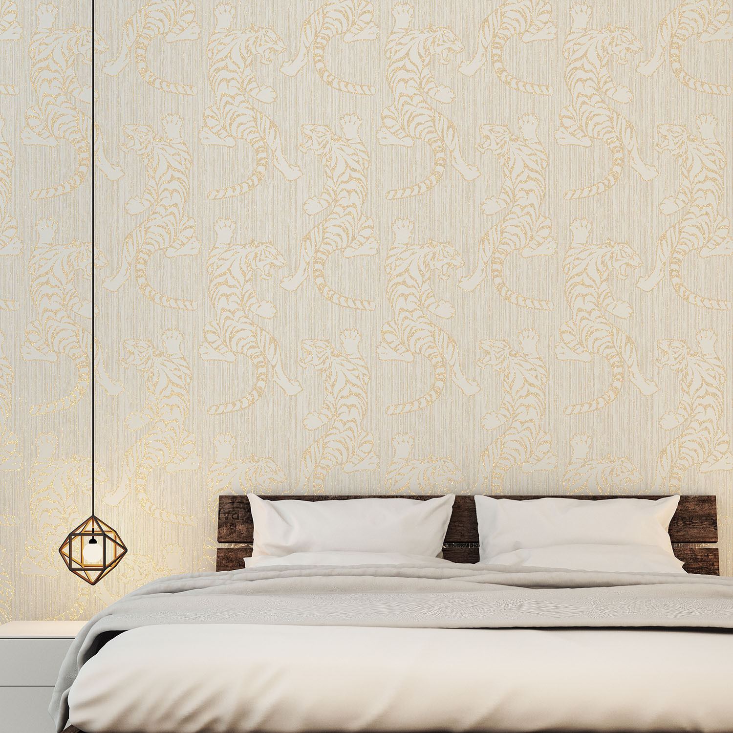 Tiger Tapete Tier Glitzer glänzend metallic schwarz/blau/creme Struktur Vinyl - Bild 7 von 13