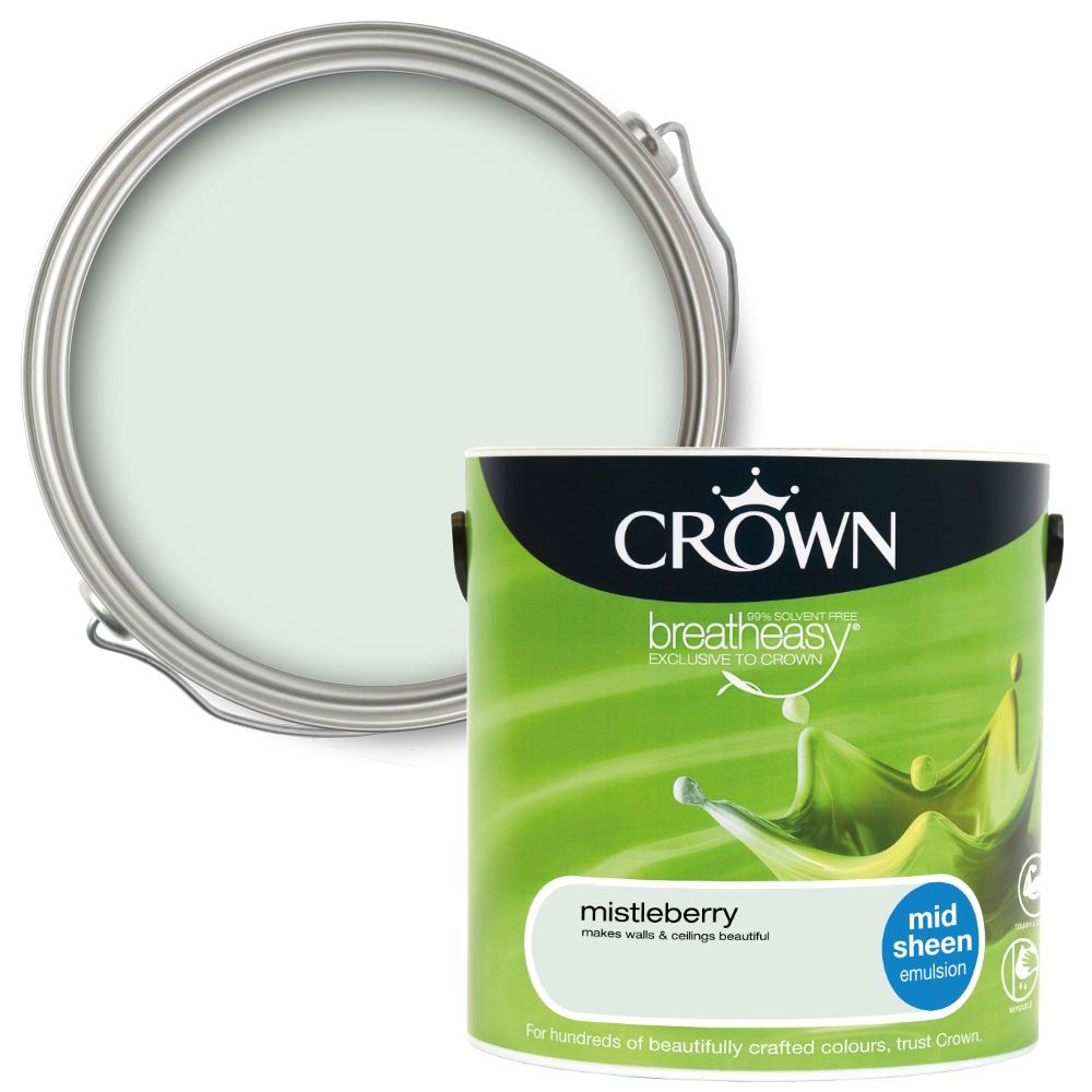 Crown Mid Sheen Quick Dry Emulsion Paint Solvent Free Painting 2.5L