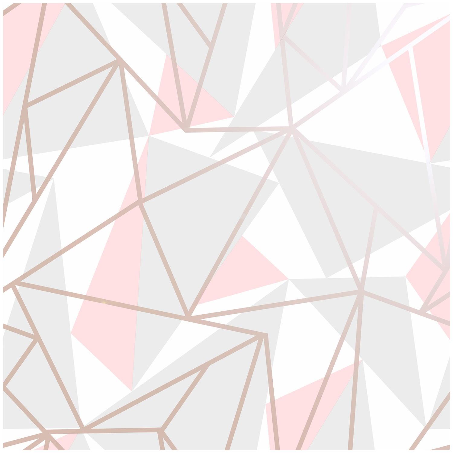 Geometric Abstract Wallpaper Pink White Grey Abstract Shard Feature Wall
