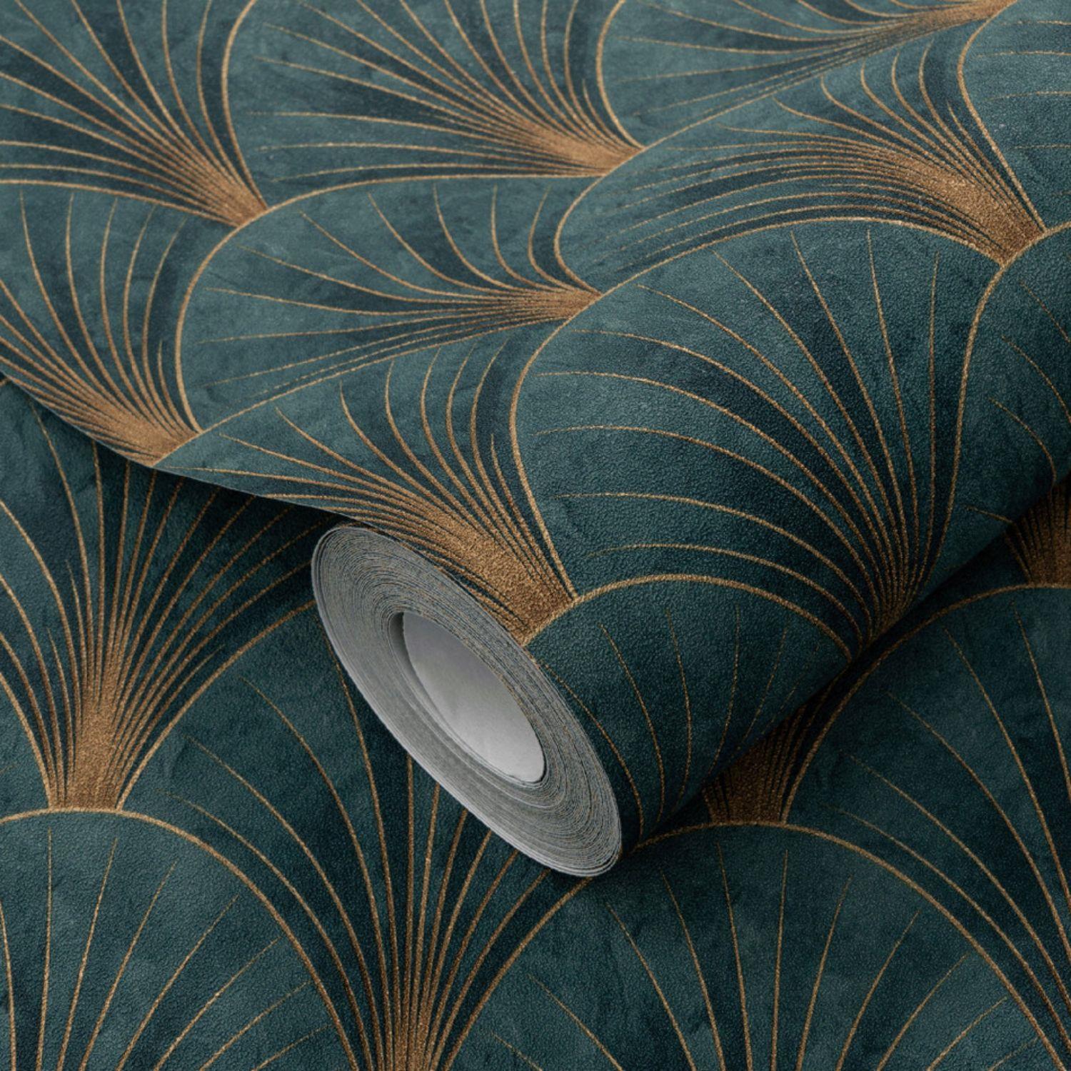 Erismann Blue/Green Art Deco Avant Garde Wallpaper - Picture 11 of 16