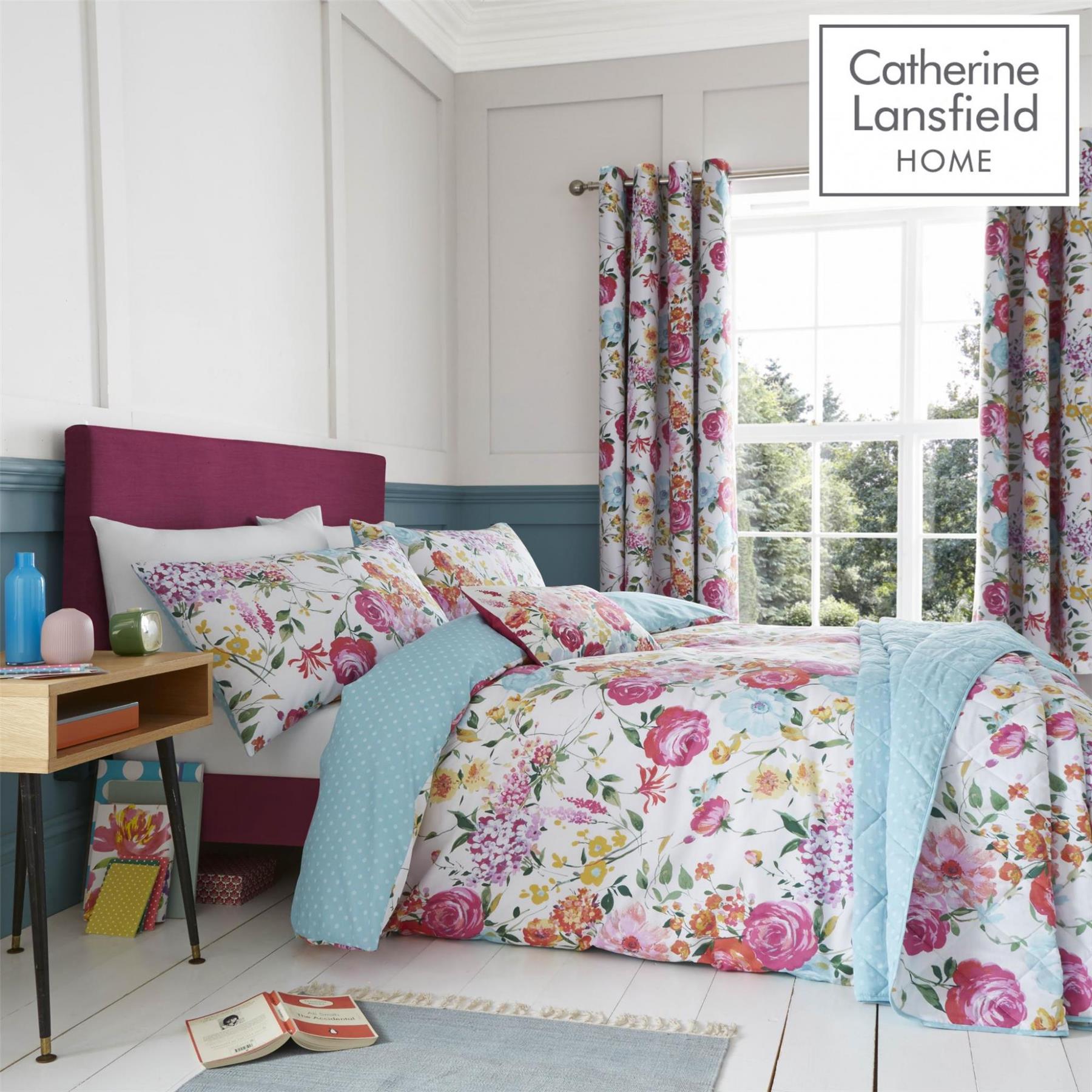 Catherine Lansfield Duvet Set Bedding Pillowcase Kasmir Multi Curtains Bedspread