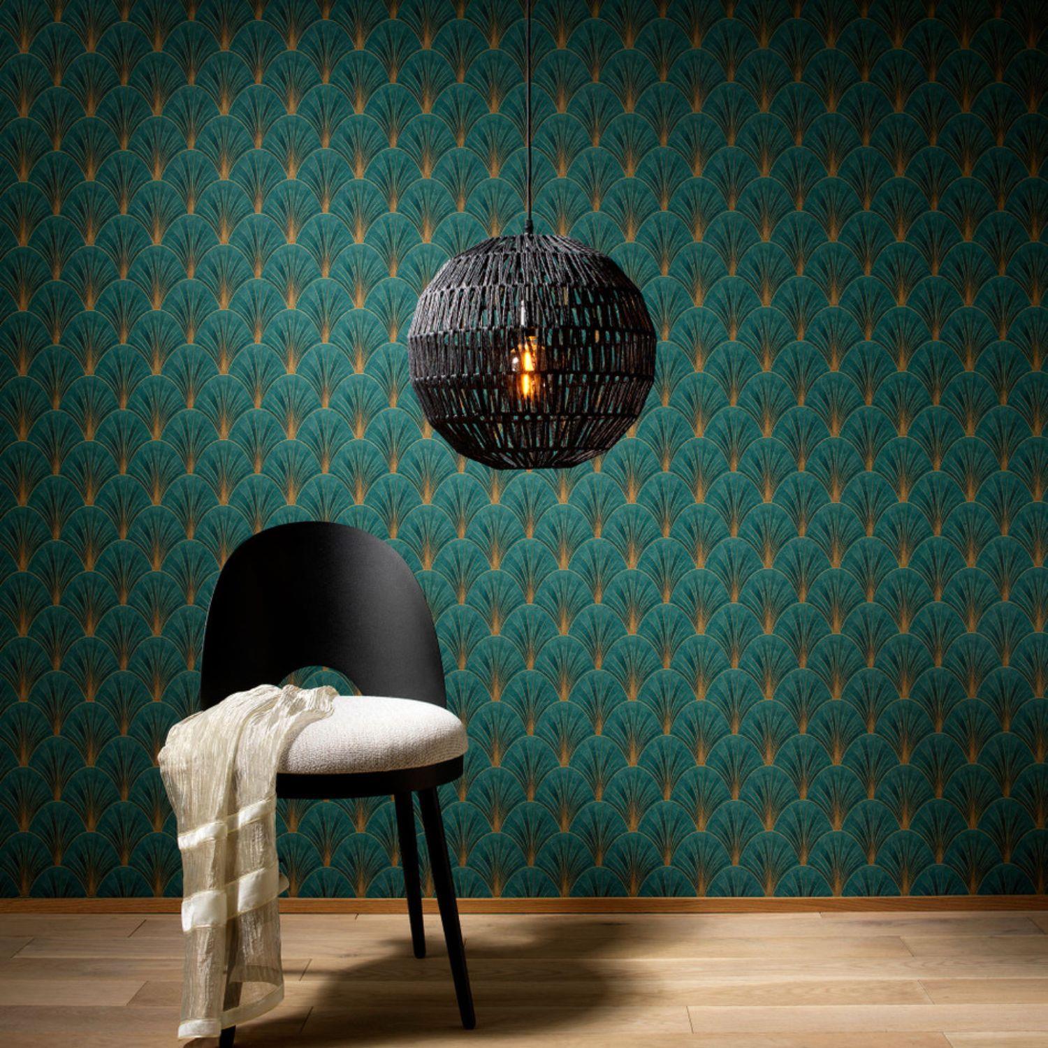Erismann Blue/Green Art Deco Avant Garde Wallpaper - Picture 13 of 16