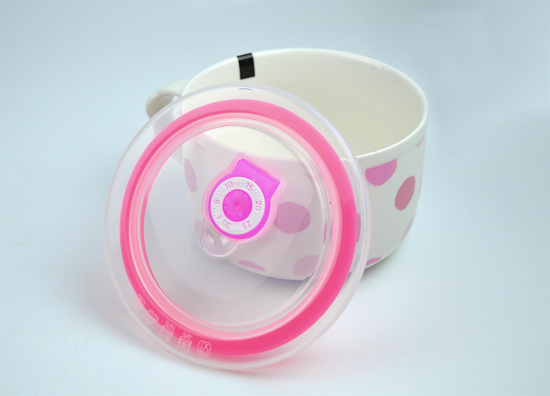 Soup Mug Bowl Dish Silicone Lid Vent Microwaveable Bone China Blue Pink 750ml - Picture 8 of 18