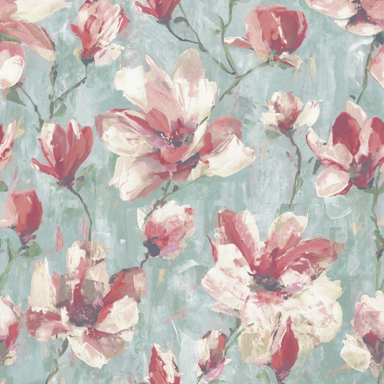 Grandeco Camilla Floral Teal/Rouge/Salbei Tapete Classic Paste The Wall Vinyl - Bild 12 von 17