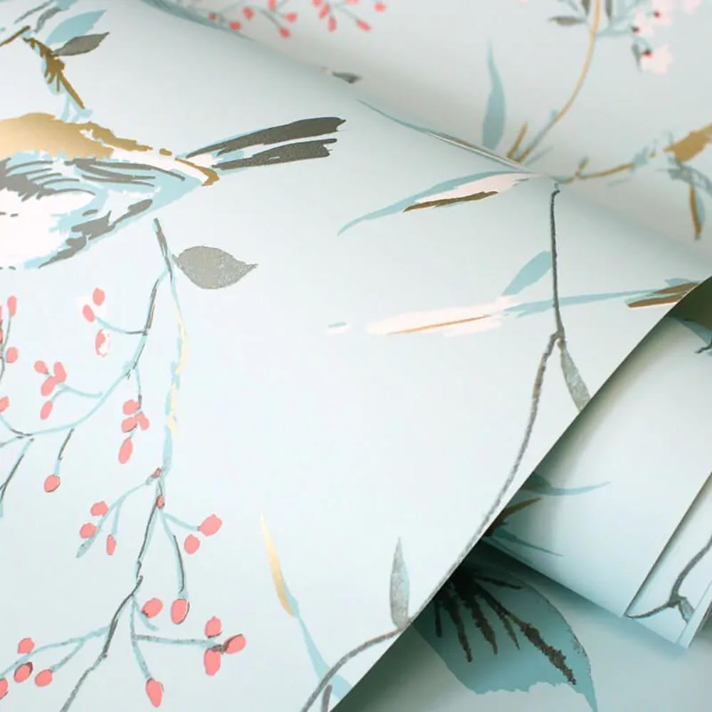 Papel Pintado Floral Corona Mariko Árbol Pájaro Metálico Elegante Moda Característica Pared - Imagen 7 de 19