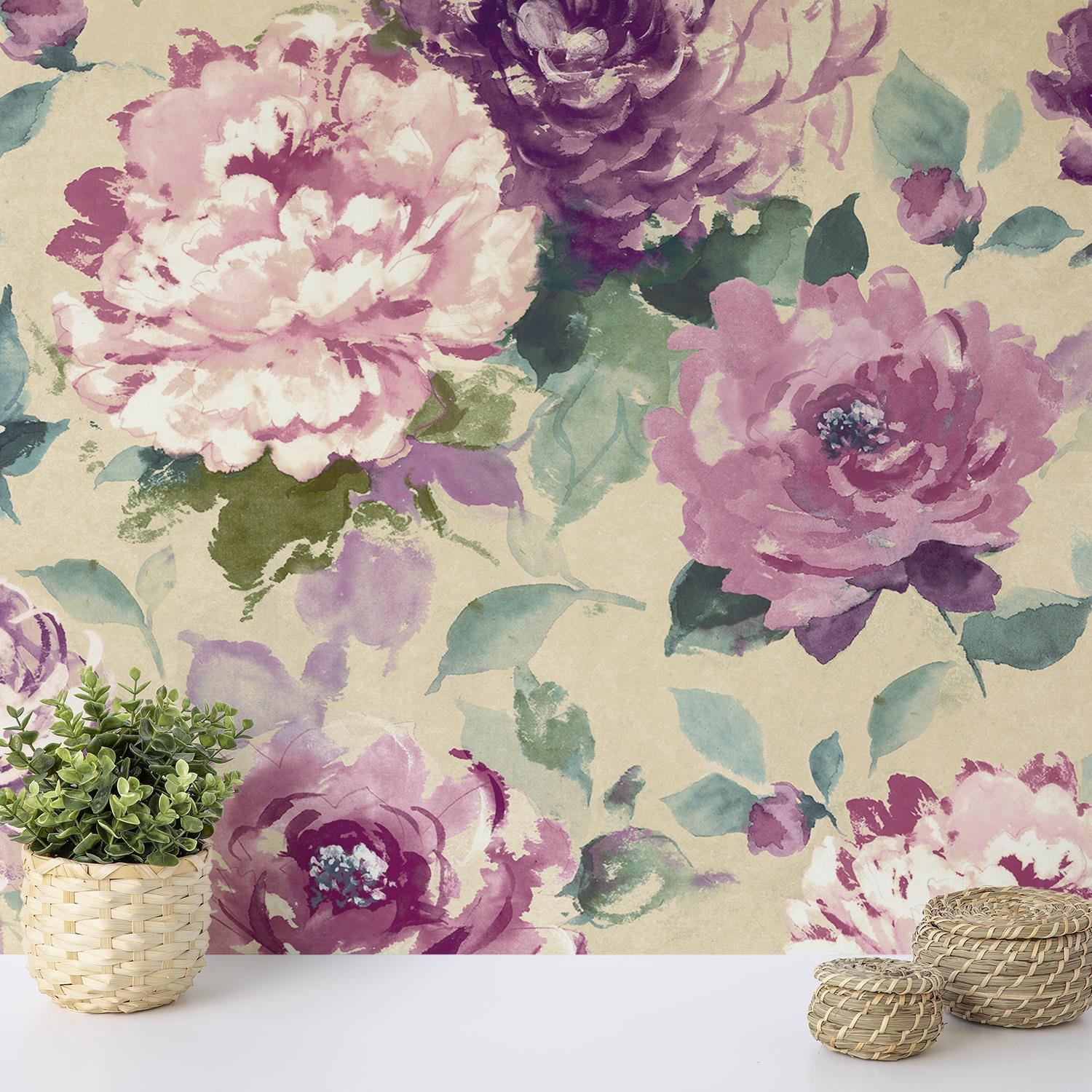 Wallquest Villa Rosa Floral Chintz Wallpaper Botanical Stylish Acrylic Coated - Picture 14 of 22