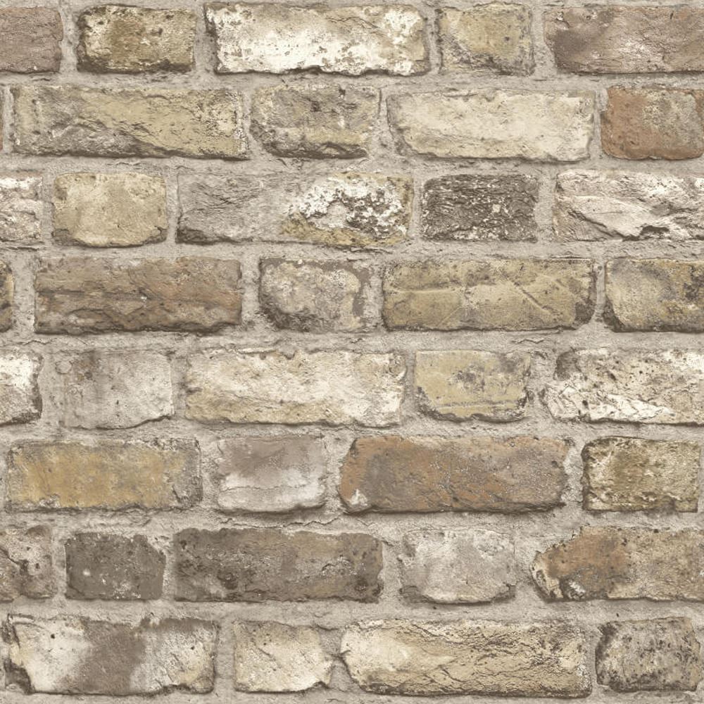 Reclaimed Stone BrickWallpaper in Grey /& Stone