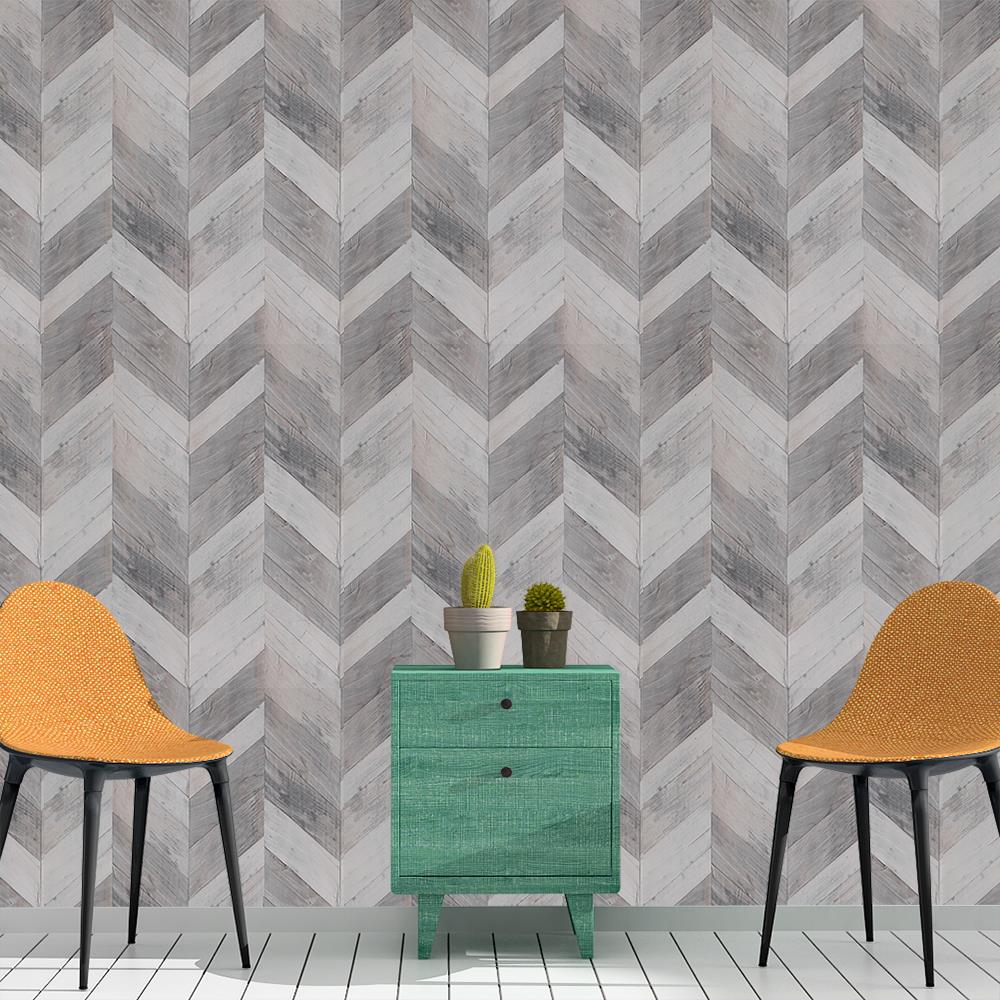 Wood Effect Wallpaper BN Essentials Brown Grey Blue Wooden Panel Vinyl