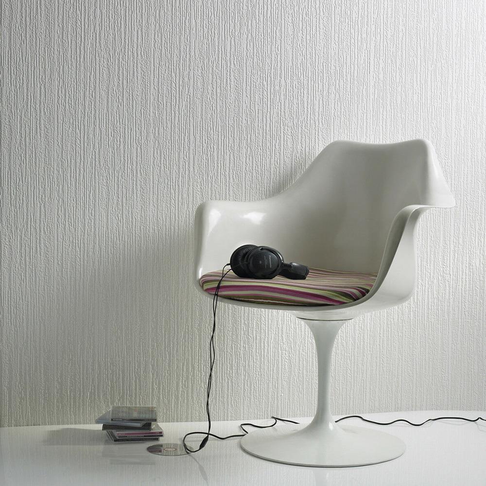 Paintable White Blown Vinyl Wallpaper Geometric Traditional Textured
