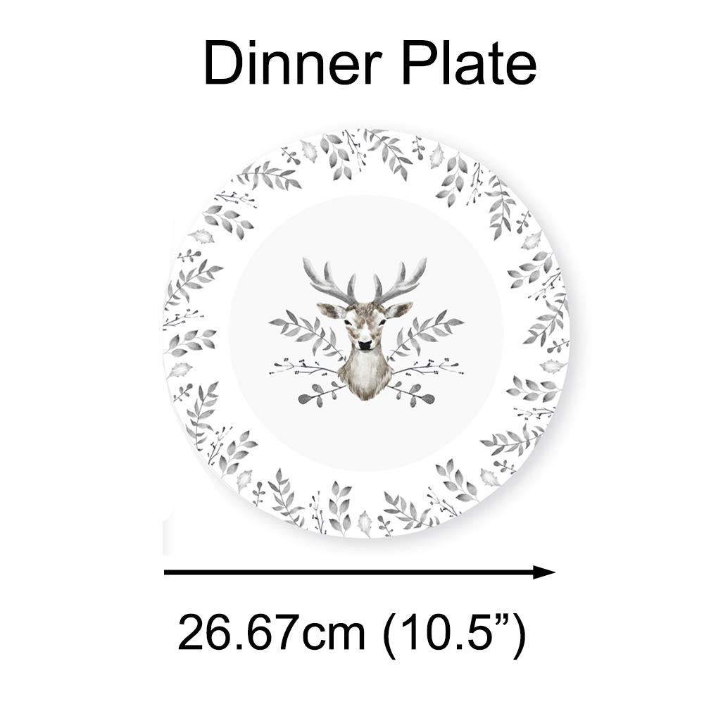 Christmas Tableware Set Grey Stag Design Full Table Setting Ceramic Table Decor - Picture 14 of 51