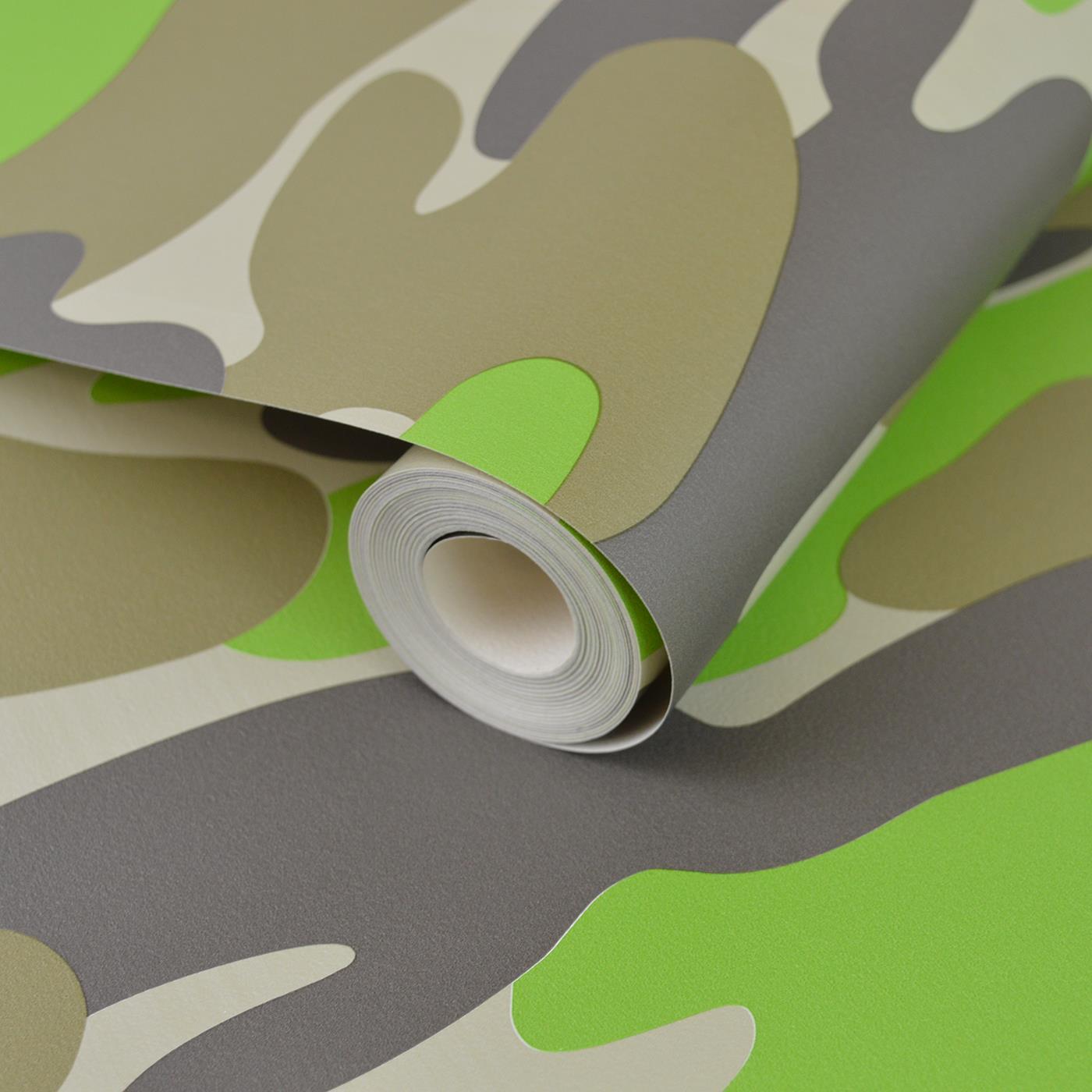 Camouflage Army Wallpaper Camo Green Brown Grey Teenager Children Boys Debona - Picture 6 of 10