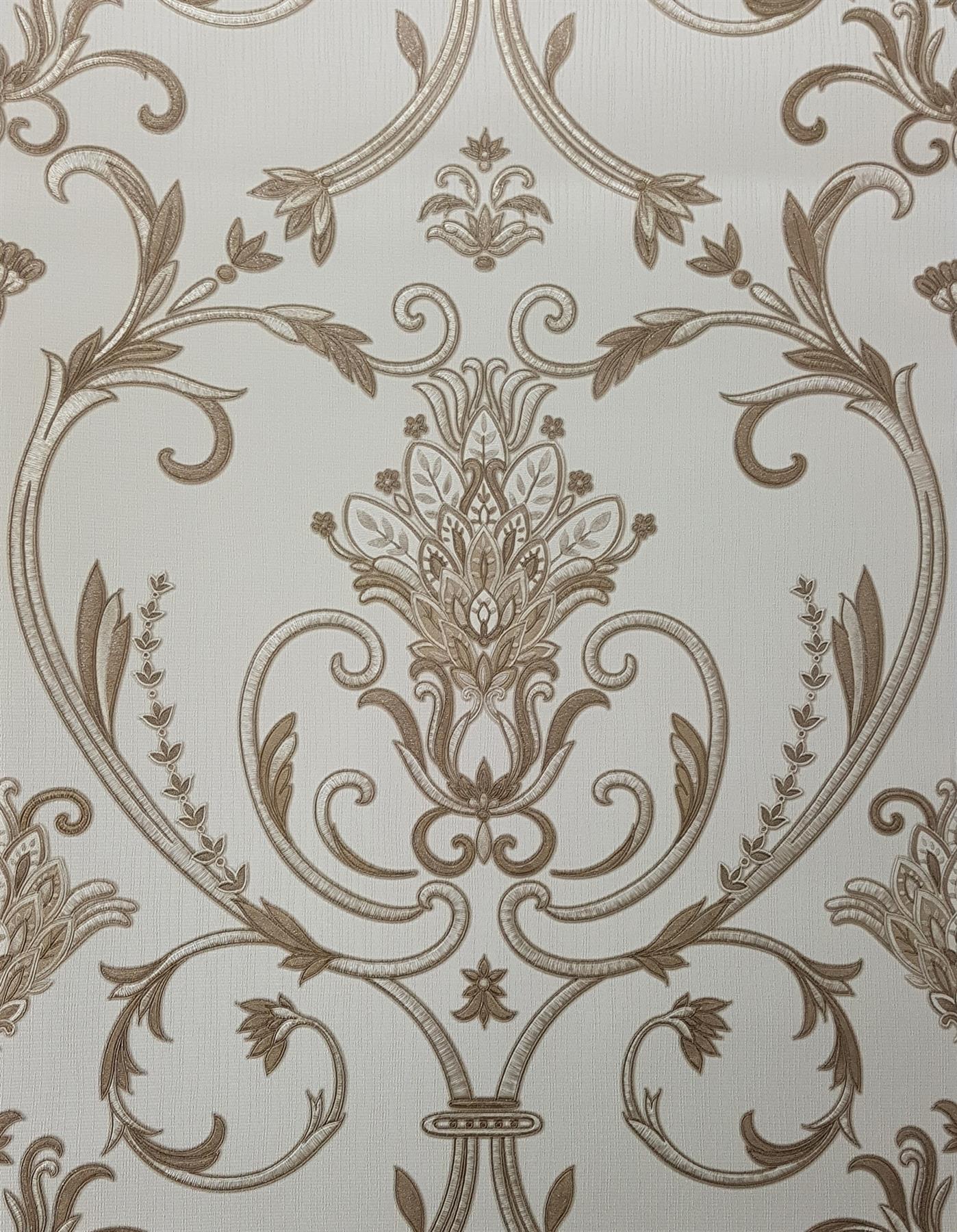 3x Debona Isabella Damask Silver Wallpaper Floral Glitter Textured Italian Vinyl