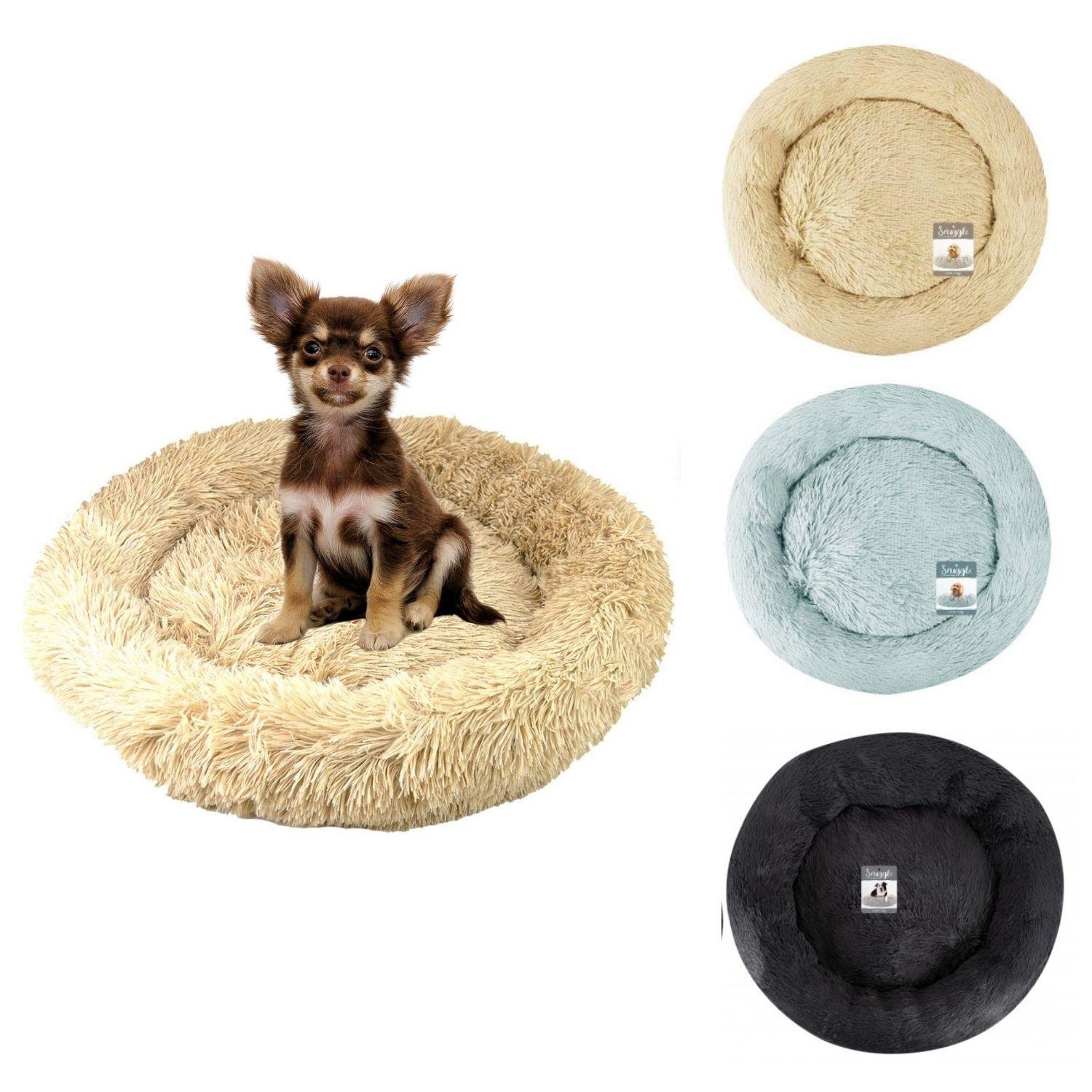 Dog Bed Fluffy Soft Cat Puppy Pet Donut Mattress Cushion Grey Beige Small 48cm eBay