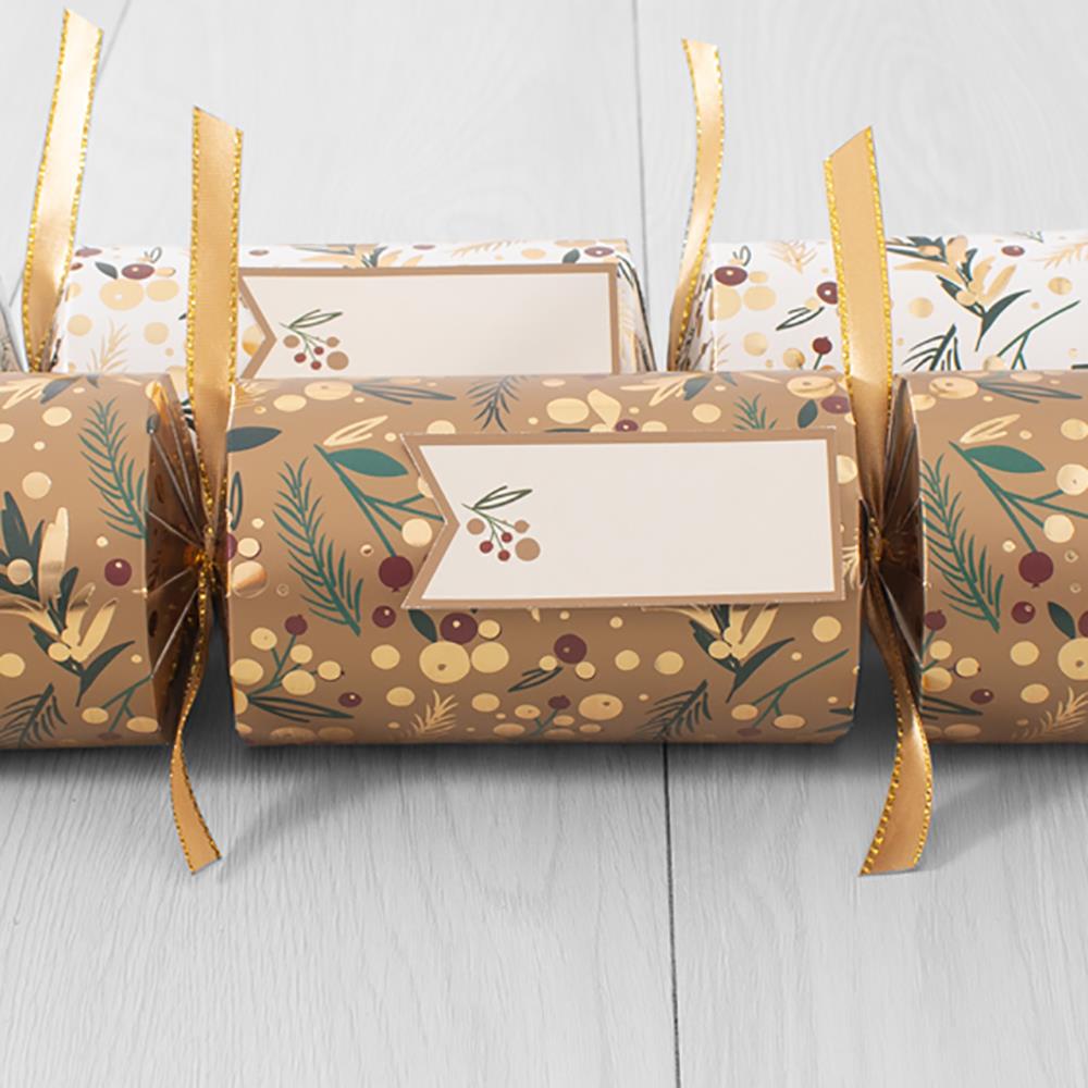 6/12 Make Your Own Christmas Cracker Gold And Cream Personalised Xmas Table Deco - Picture 8 of 11