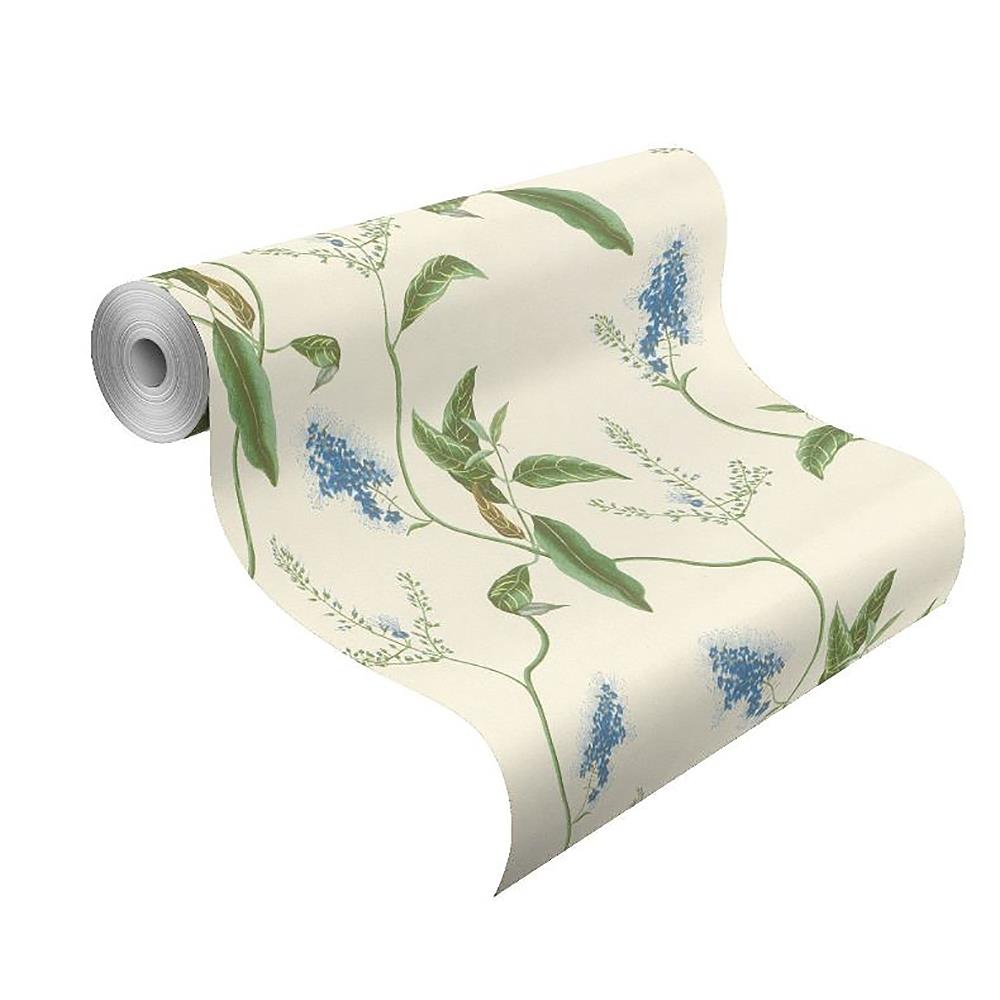 Botanical Leaves Wallpaper Rasch Blue Green Textured Paste The Wall