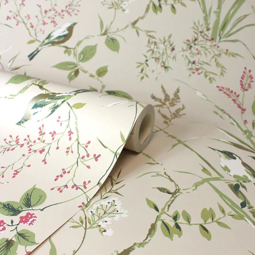 Papel Pintado Floral Corona Mariko Árbol Pájaro Metálico Elegante Moda Característica Pared - Imagen 14 de 19