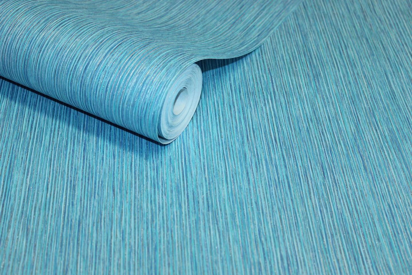 Textured Stripe Glitter Wallpaper Blue Vinyl Paste Wall Plain Vertical