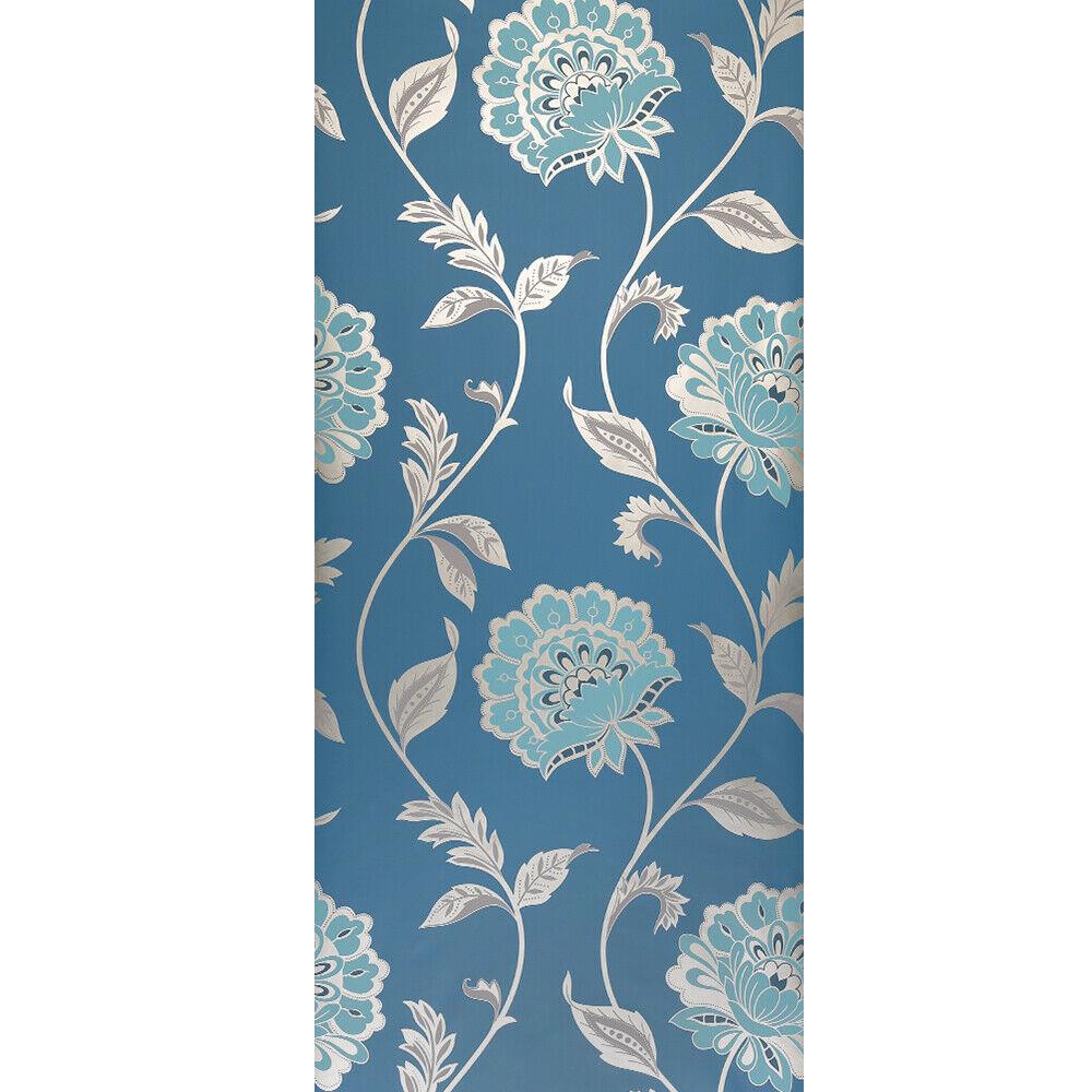 Kerala Sapphire Dulux Wallpaper Blue Teal Silver Metallic