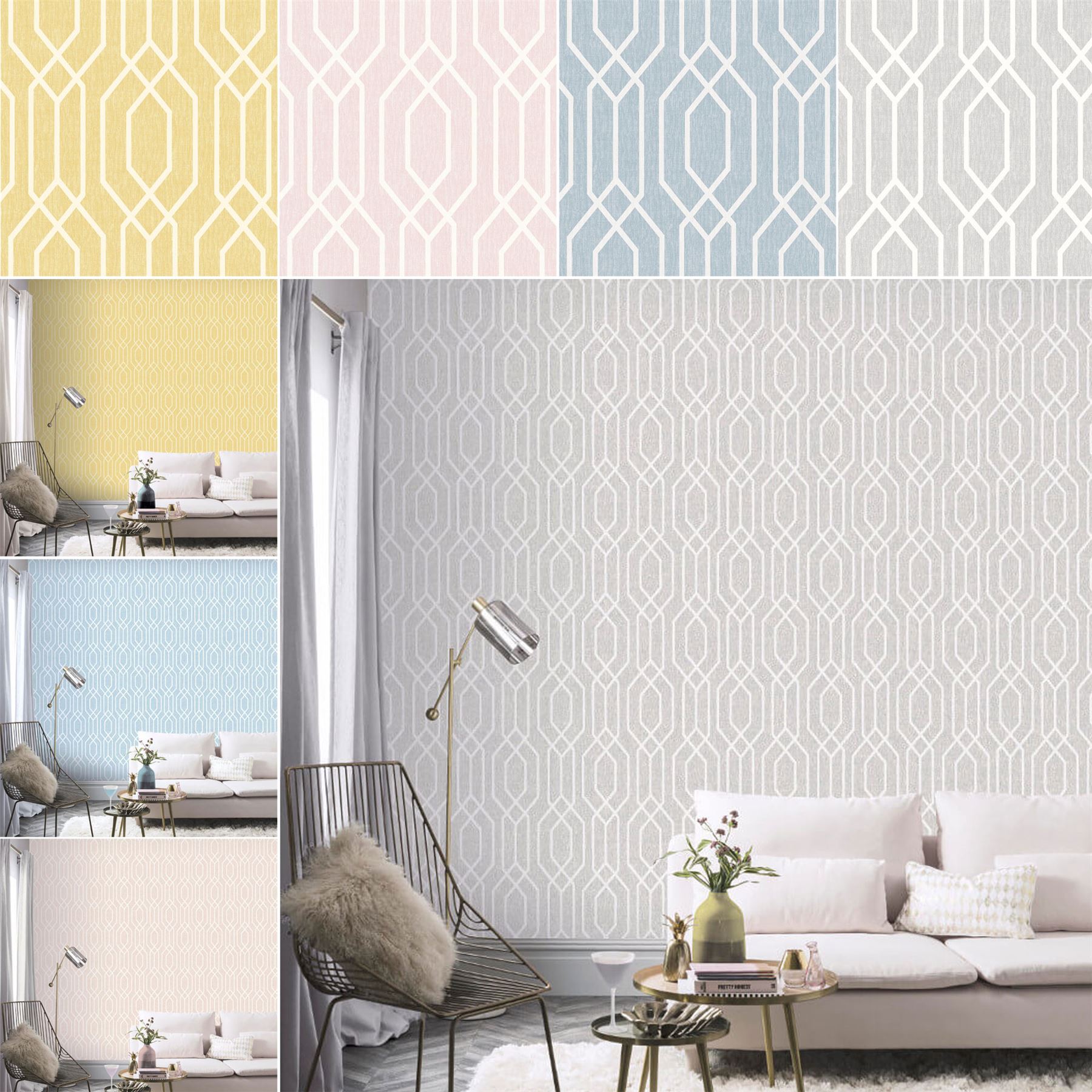Arthouse New York Geo Geometric Abstract Hexagon Light Grey Wallpaper 908300