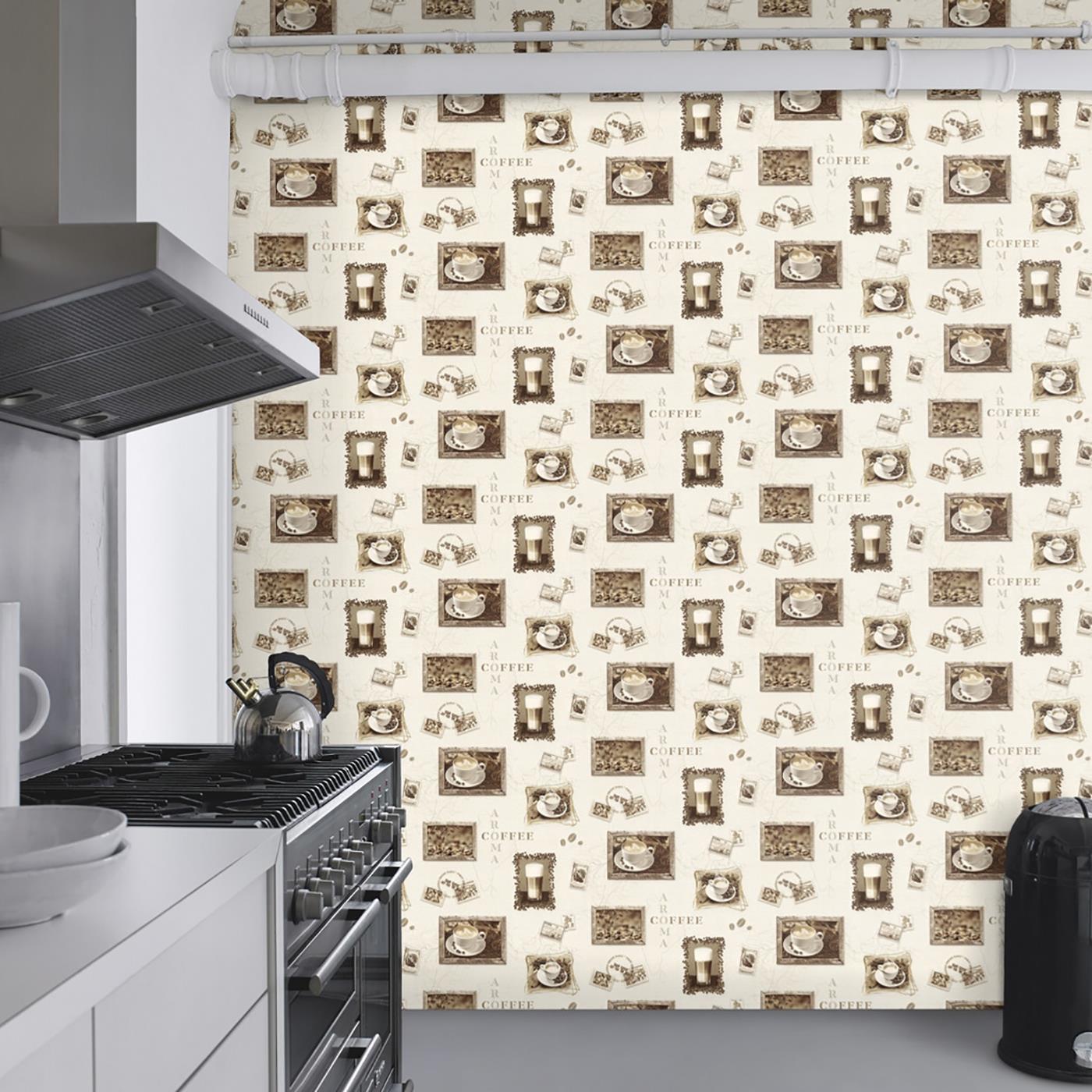 Rasch Coffee Cappuccino Mocha Wallpaper Embossed Vinyl