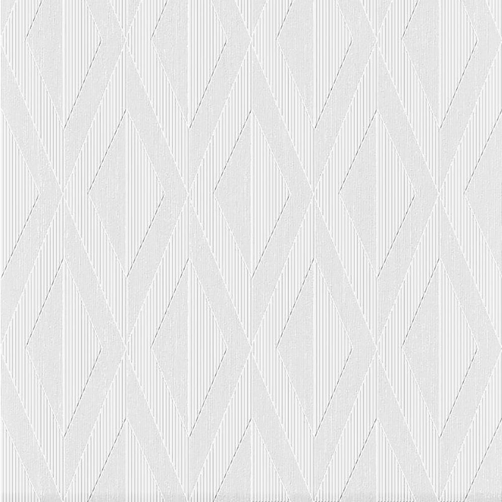 White Paintable Blown Vinyl Wallpaper Geometric Traditional Textured Embossed eBay