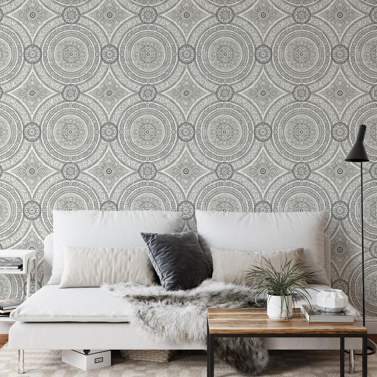 Caspia Damask Wallpaper Classic Stylish Acrylic Coated Feature Wall Decor - Picture 3 of 26