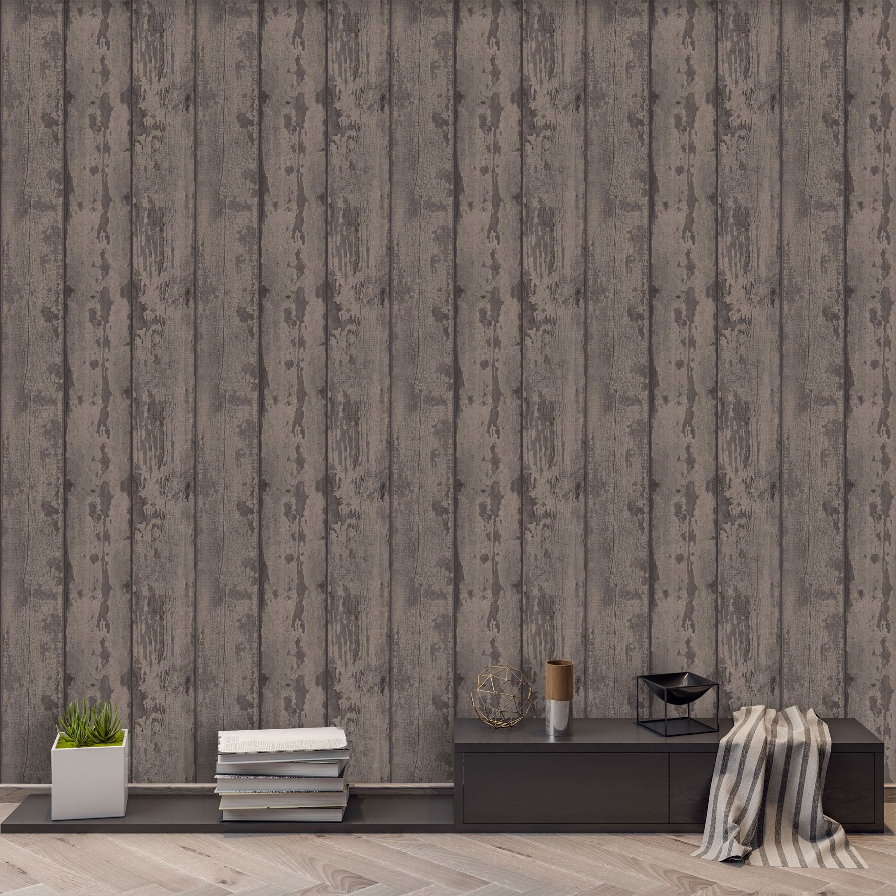 Wood Effect Wallpaper Planks Boards Realistic Mahogany Paste The Wall