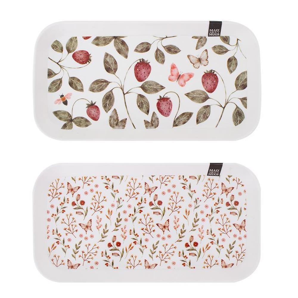 Eucalyptus Strawberry Serving Tray Tea Coffee Mugs Plastic Dish Floral Print - Picture 9 of 13