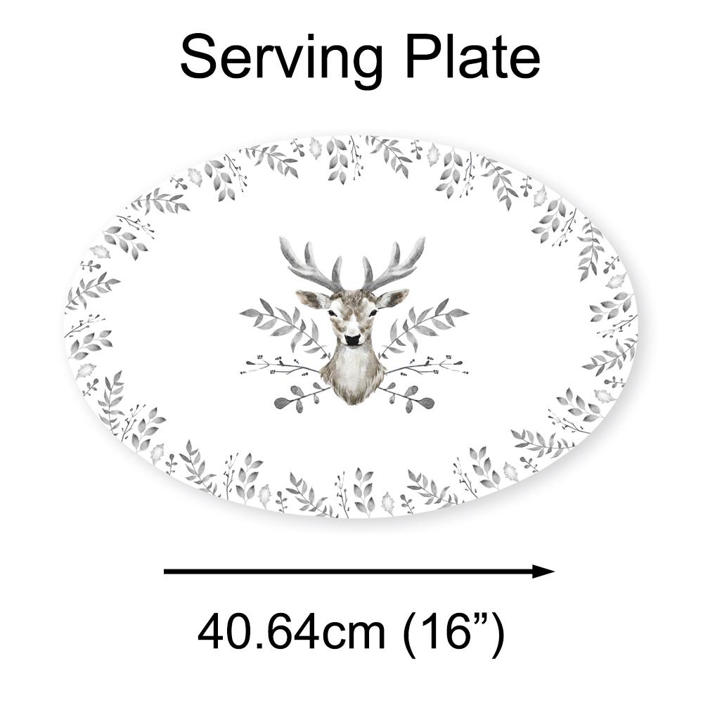 Christmas Tableware Set Grey Stag Design Full Table Setting Ceramic Table Decor - Picture 51 of 51