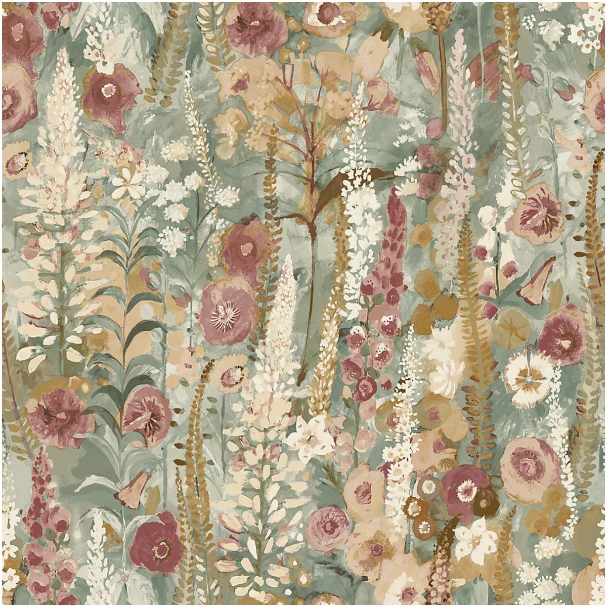 Delphinium Pale Green Wallpaper Cottage Garden Floral Matt Feature Wall Decor