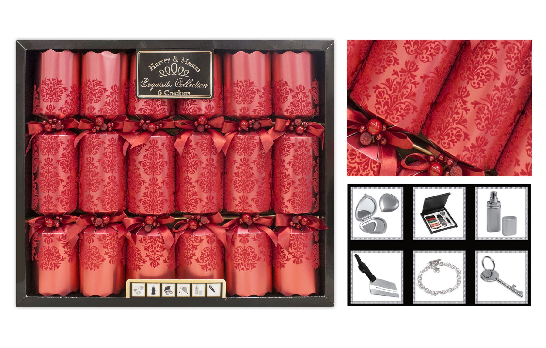 Christmas Crackers Box of 6 Luxury Exquisite Range Harvey Mason 13.5
