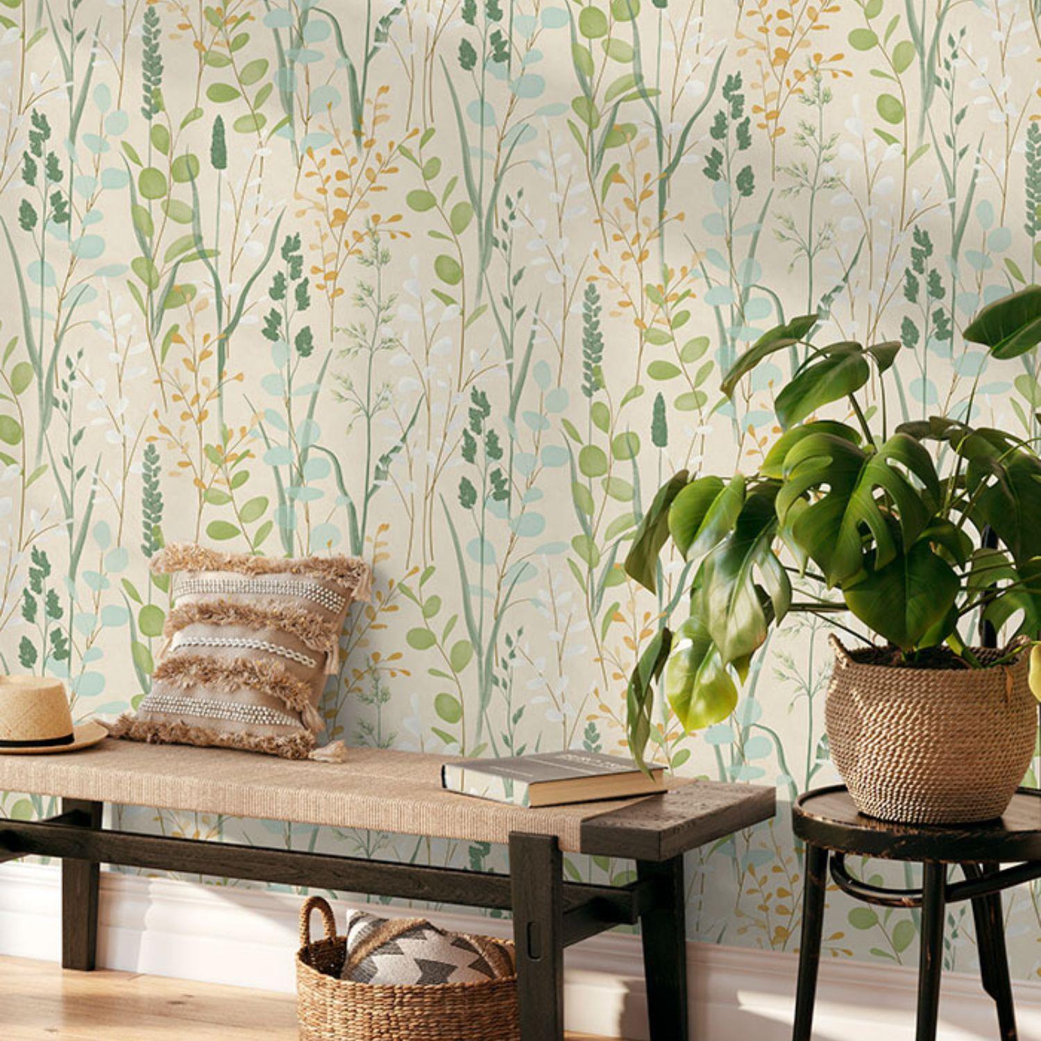 Grandeco Karuna Wildflowers Peach/Cream/Neutral Wallpaper Paste The Wall - Picture 3 of 17