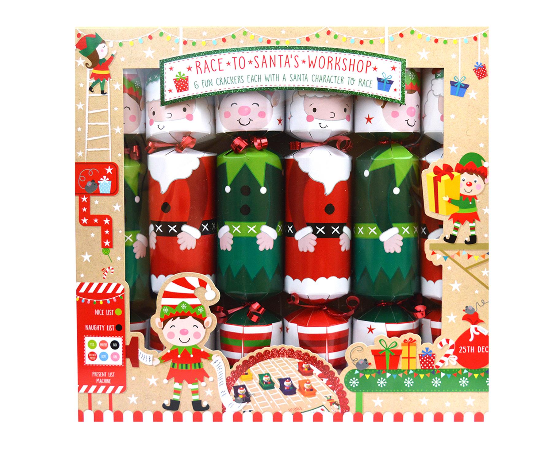 6 Christmas Crackers Family Xmas Eve Game Racing Reindeer , Santa Elf - Picture 5 of 8