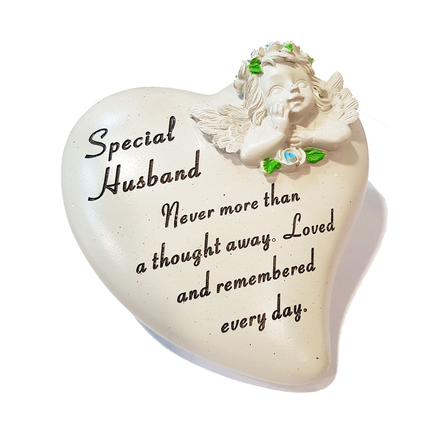 Special Husband Memorial Heart Cherub Ornament Graveside