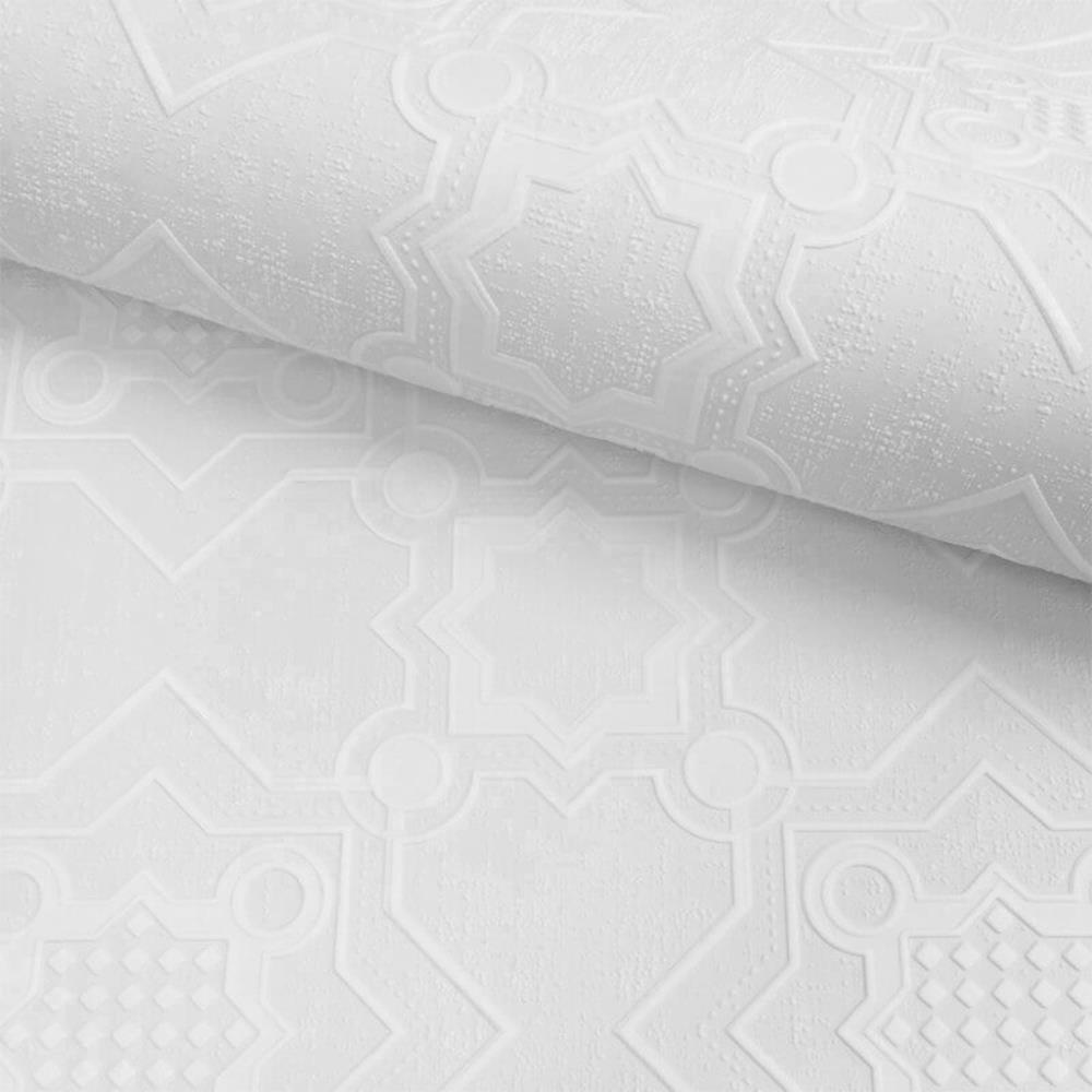 Paintable White Blown Vinyl Wallpaper Geometric Traditional Textured