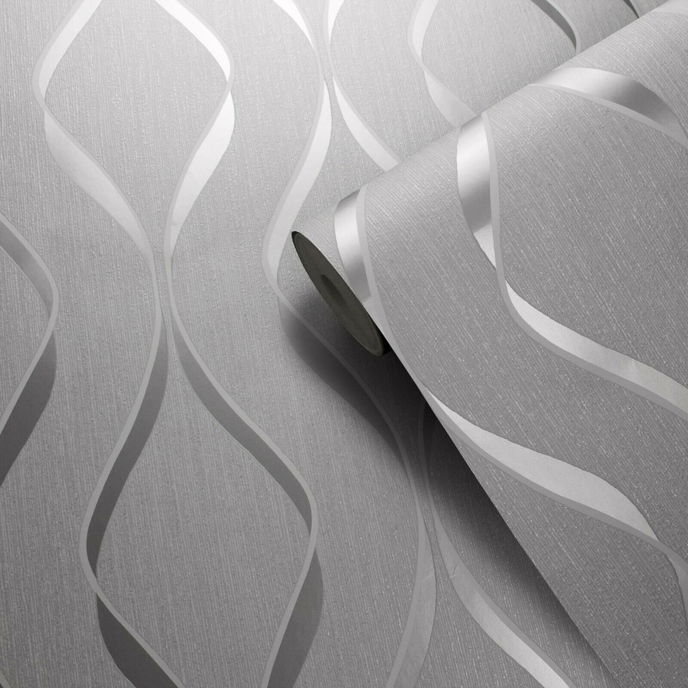 Heavyweight Blown Vinyl Indra Wave Wallpaper Geometric Modern Wallcovering - Picture 12 of 18