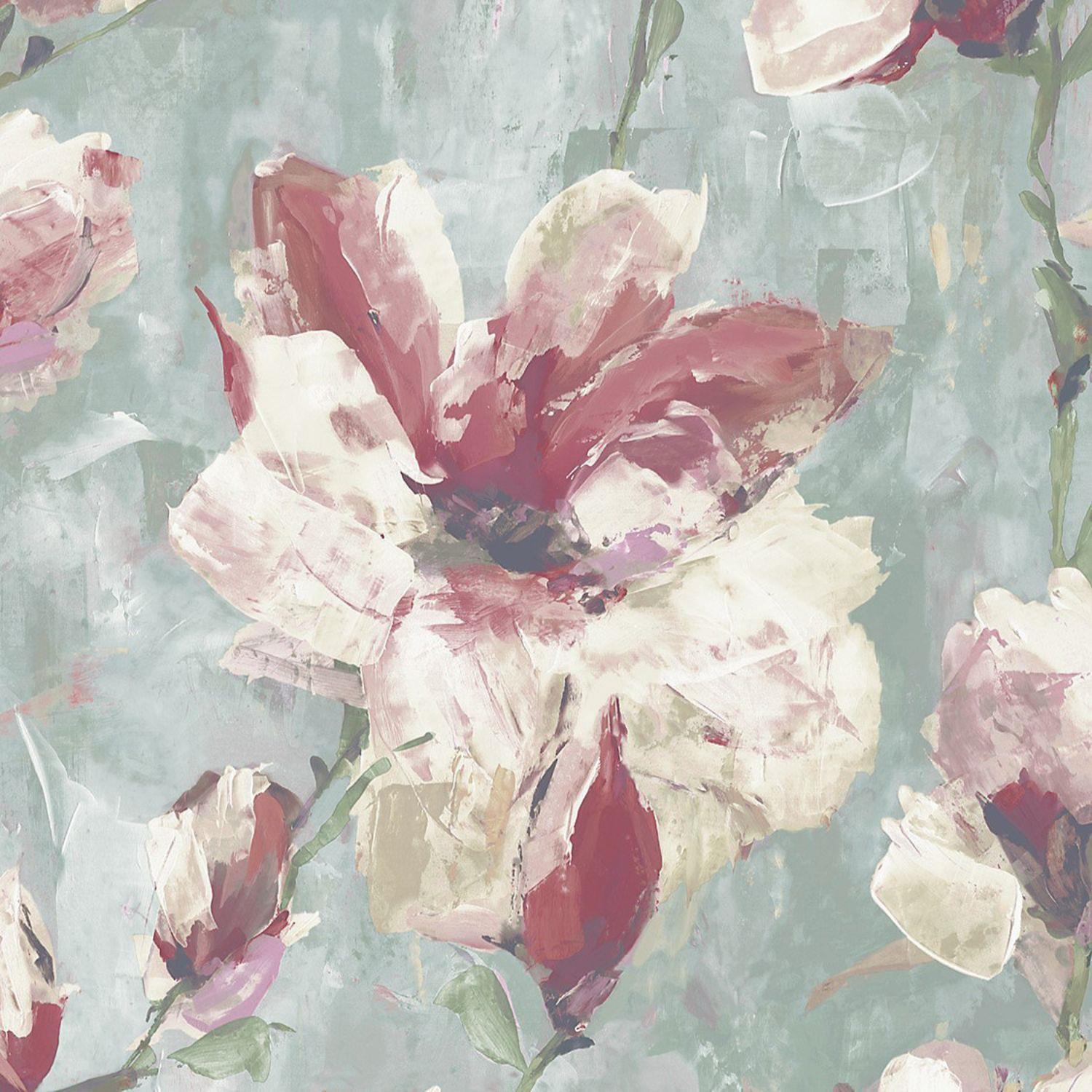 Grandeco Camilla Floral Teal/Rouge/Salbei Tapete Classic Paste The Wall Vinyl - Bild 13 von 17