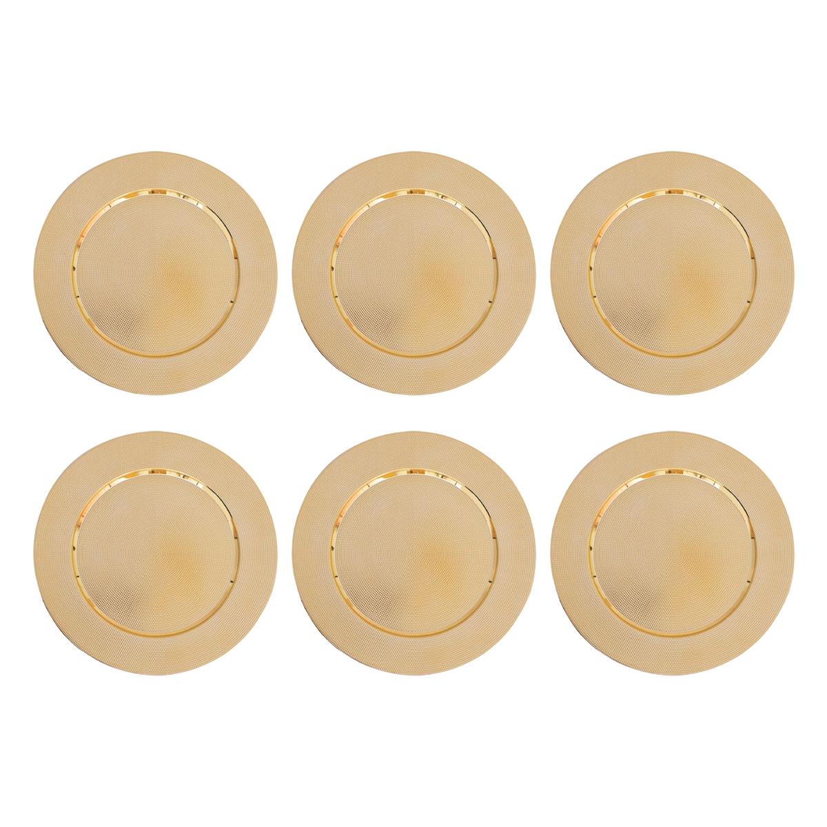 Christmas Dinner Charger Plate Set of 6 Metallic Embossed Table Decoration - Picture 2 of 25
