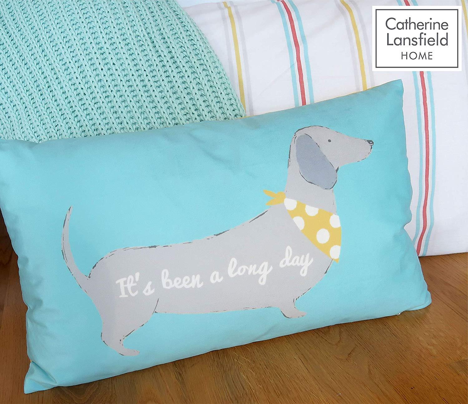 Catherine Lansfield Silly Sausage Dog Reversible Stripe Quilt/Duvet Cover Set Catherine Lansfield Silly Sausage Dog Reversible Stripe Quilt/Duvet Cover Set