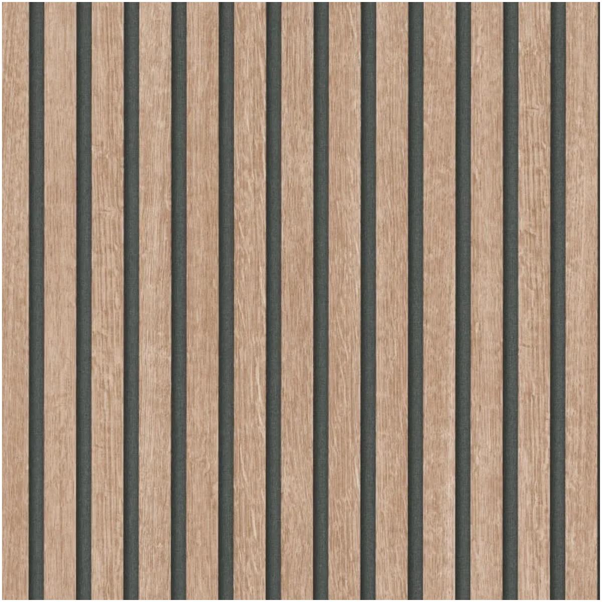 Acoustic Imitations Beige Wood Slat Vinyl Wallpaper Modern Panel Paste the Wall