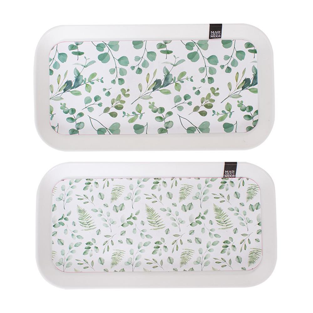 Eucalyptus Strawberry Serving Tray Tea Coffee Mugs Plastic Dish Floral Print - Picture 2 of 13
