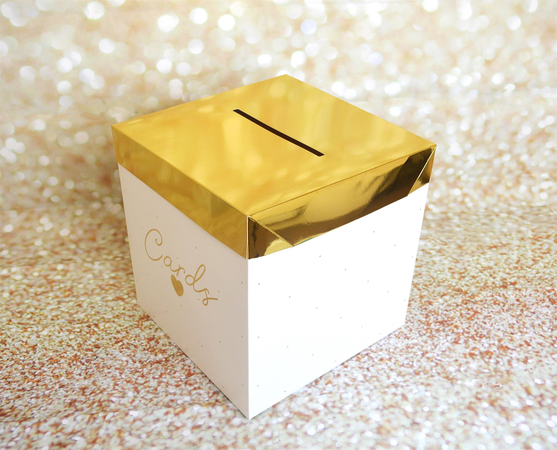 Wedding Card Box Wishing Well Gifts Post Box Large Gold with 3D Sign Decoration