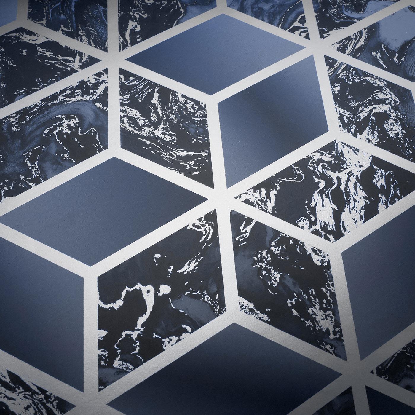 Muriva Geometric Liquid Marble Wallpaper Elixir Metallic Rose Gold