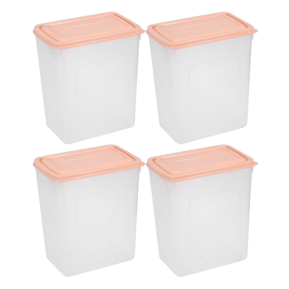 Tall Food Storage Containers 6L Pack of 4 Pink Lid Kitchen Pantry Boxes