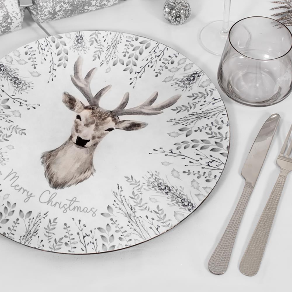 Christmas Tableware Set Grey Stag Design Full Table Setting Ceramic Table Decor - Picture 36 of 51