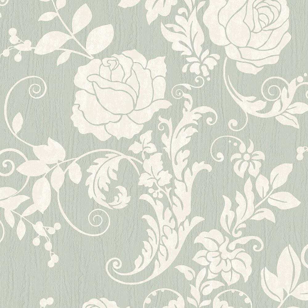 Floral Motif Wallpaper Rasch Mint Green White Glitter Natural Textured Vinyl 4000441308433 | eBay