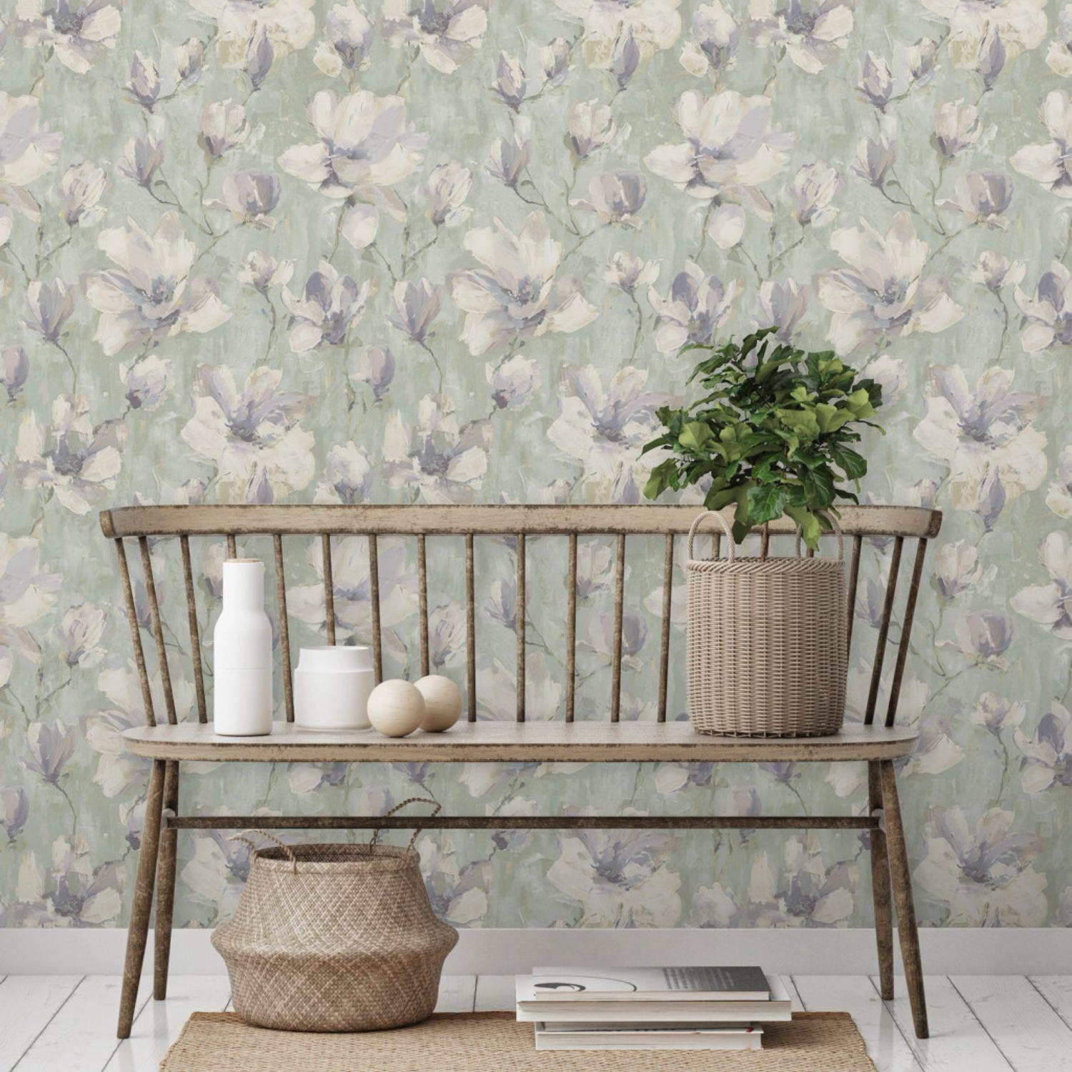 Grandeco Camilla Floral Teal/Rouge/Salbei Tapete Classic Paste The Wall Vinyl - Bild 8 von 17