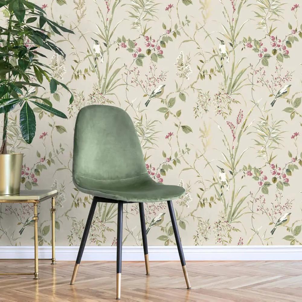 Papel Pintado Floral Corona Mariko Árbol Pájaro Metálico Elegante Moda Característica Pared - Imagen 13 de 19